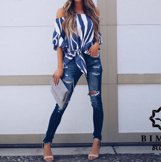Striped Off Shoulder Top
