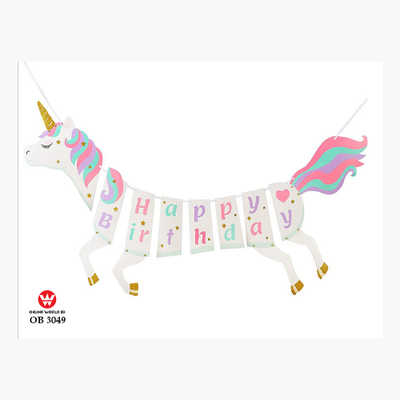 Unicorn Happy Birthday Banner
